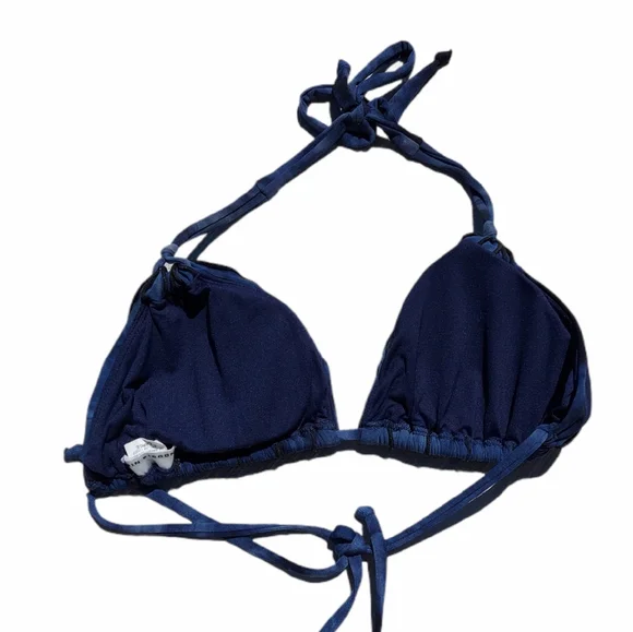 Robin Piccone Blue Ruffle String Bikini Top in Size Large - Picture 2 of 4